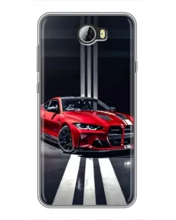 Чехол для Huawei Y5II с картинкой «Красная BMW на дороге»