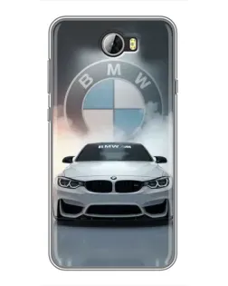Чехол для Huawei Y5II с картинкой «BMW в белом дыму»