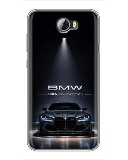 Чехол для Huawei Y5II с картинкой «BMW сквозь ночной город»