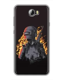 Чехол для Huawei Y5II с картинкой «PUBG — огненный силуэт»