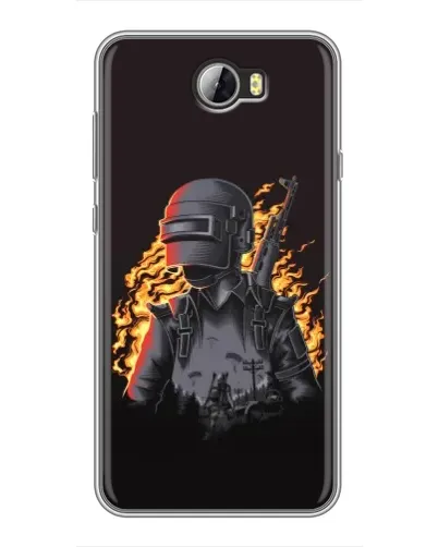 Чехол для Huawei Y5II с картинкой «PUBG — огненный силуэт»