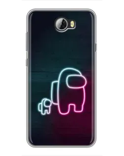 Чехол для Huawei Y5II с картинкой «Among Us неон-арт»