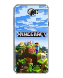 Чехол для Huawei Y5II с картинкой «Minecraft классический мир»