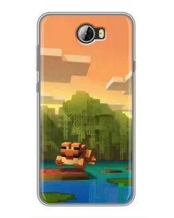 Чехол для Huawei Y5II с картинкой «Майнкрафт закат солнца»
