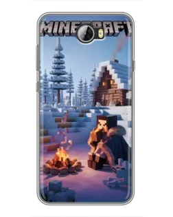 Чехол для Huawei Y5II с картинкой «Зимний Minecraft»