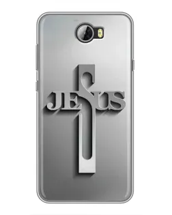 Чехол для Huawei Y5II с картинкой «Металлический крест Jesus»