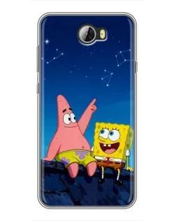 Чехол для Huawei Y5II с картинкой «Губка Боб и Патрик ночью»