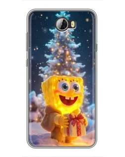 Чехол для Huawei Y5II с картинкой «Рождественский Спанч Боб»