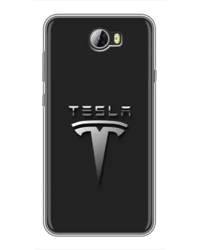 Чехол для Huawei Y5II с картинкой «Стальной логотип Tesla»