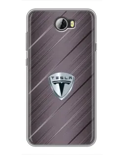 Чехол для Huawei Y5II с картинкой «Металлическая текстура Tesla»