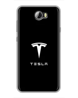 Чехол для Huawei Y5II с картинкой «Tesla White Logo»