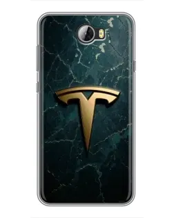 Чехол для Huawei Y5II с картинкой «Мраморная Tesla Gold»