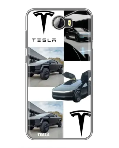 Чехол для Huawei Y5II с картинкой «Коллаж Cybertruck Tesla»