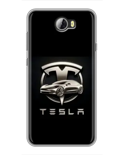 Чехол для Huawei Y5II с картинкой «Tesla — серебристое авто»