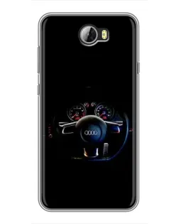 Чехол для Huawei Y5II с картинкой «Салон Audi — руль»
