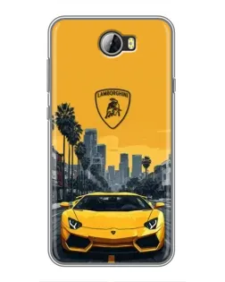 Чехол для Huawei Y5II с картинкой «Желтый Lamborghini город»