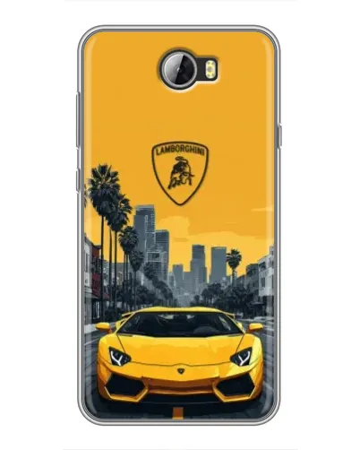 Чехол для Huawei Y5II с картинкой «Желтый Lamborghini город»