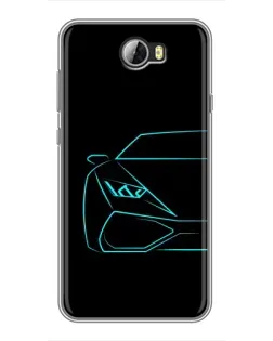 Чехол для Huawei Y5II с картинкой «Голубой силуэт Lamborghini»