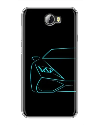 Чехол для Huawei Y5II с картинкой «Голубой силуэт Lamborghini»