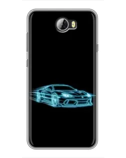 Чехол для Huawei Y5II с картинкой «Неоновый контур Lamborghini»