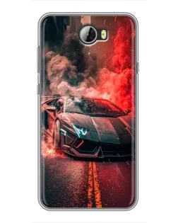 Чехол для Huawei Y5II с картинкой «Lamborghini красный дым»