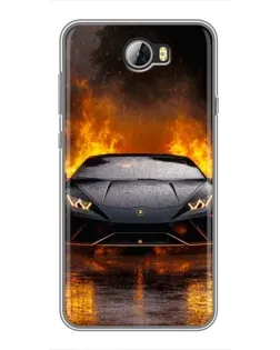 Чехол для Huawei Y5II с картинкой «Lamborghini в огне»