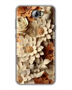 Чехол для Huawei Y5II с картинкой «Бежевый флористический декор»
