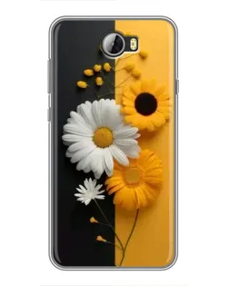 Чехол для Huawei Y5II с картинкой «Подсолнух и ромашка»