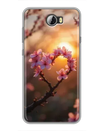 Чехол для Huawei Y5II с картинкой «Розовый цвет сердце на фоне заката»