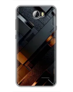 Чехол для Huawei Y5II с картинкой «Черные геометрические блоки»