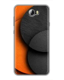 Чехол для Huawei Y5II с картинкой «Геометрия оранжевых кругов»