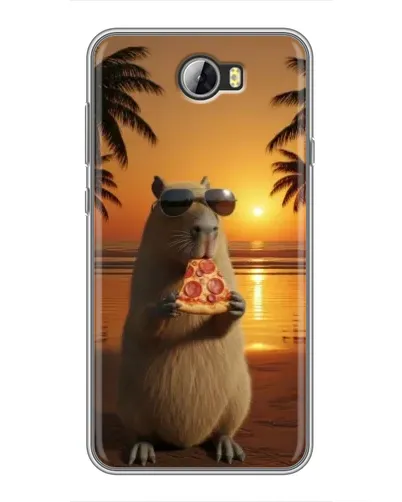 Чехол для Huawei Y5II с картинкой «Капибара с пиццей»