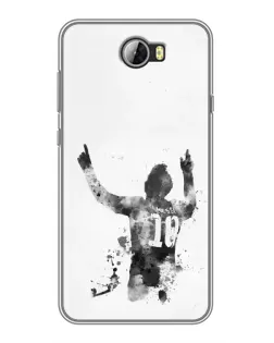 Чохол для Huawei Y5II з картинкою «Чорно-білий силует Мессі»