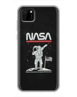 Чохол для Huawei Y5p з картинкою «NASA — крокуємо по Місяцю»