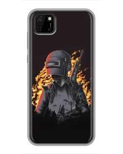 Чохол для Huawei Y5p з картинкою «PUBG — вогняний силует»