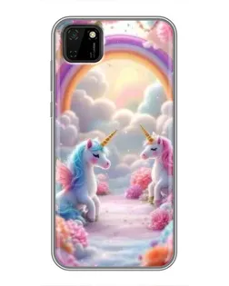 Чехол для Huawei Y5p с картинкой «Радуга и единороги»