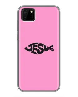 Чехол для Huawei Y5p с картинкой «Розовый символ  Jesus»