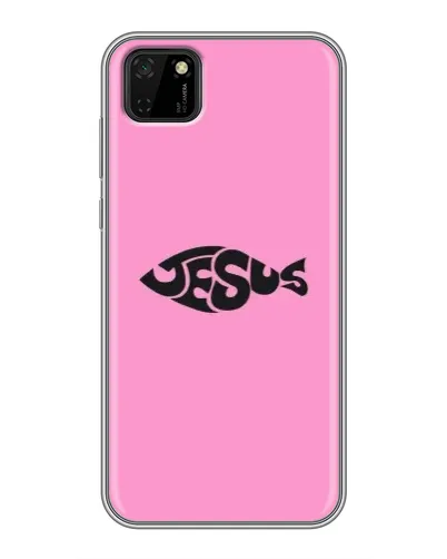 Чехол для Huawei Y5p с картинкой «Розовый символ  Jesus»
