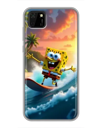 Чохол для Huawei Y5p з картинкою «Губка Боб серфінгіст»