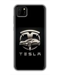 Чохол для Huawei Y5p з картинкою «Tesla — срібне авто»