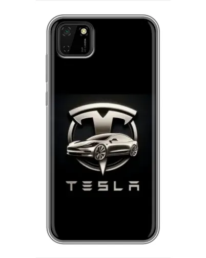 Чохол для Huawei Y5p з картинкою «Tesla — срібне авто»