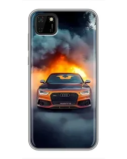 Чехол для Huawei Y5p с картинкой «Audi в огненном дыму» Чехол для Huawei Y5p с картинкой «Audi в огненном дыму»