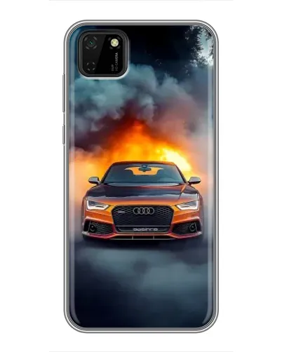 Чехол для Huawei Y5p с картинкой «Audi в огненном дыму»