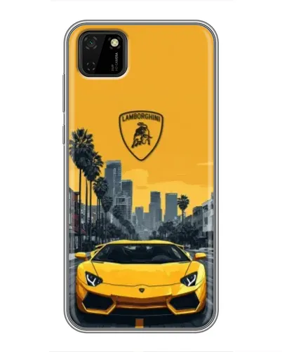 Чехол для Huawei Y5p с картинкой «Желтый Lamborghini город»