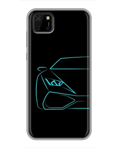 Чехол для Huawei Y5p с картинкой «Голубой силуэт Lamborghini»