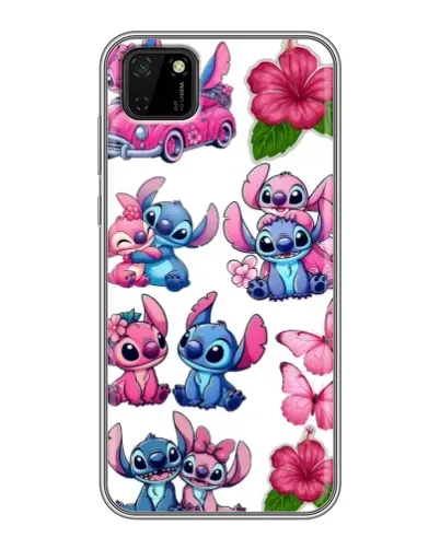 Чехол для Huawei Y5p с картинкой «Стикеры Stitch и Angel»