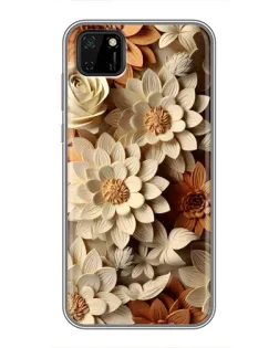 Чохол для Huawei Y5p з картинкою «Бежевий флористичний декор»