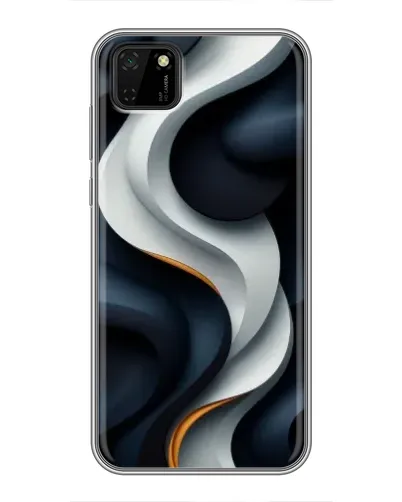 Чохол для Huawei Y5p з картинкою «Об'ємні чорно-білі стрічки»