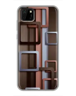 Чохол для Huawei Y5p з картинкою «Коричневі об'ємні квадрати»