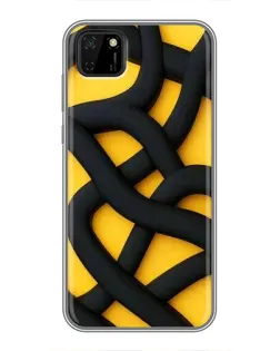 Чохол для Huawei Y5p з картинкою «Чорне жовте переплетення»
